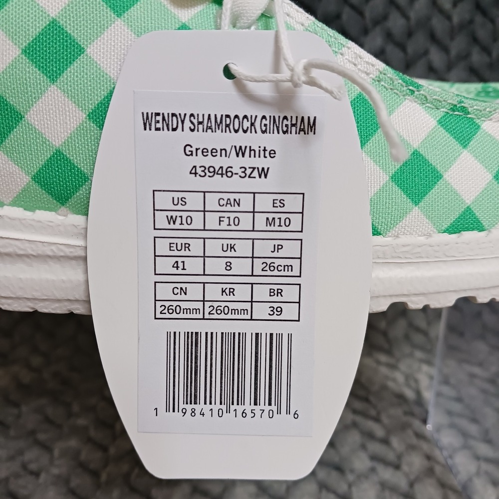 Hey Dude Wendy Shamrock Gingham Green White Women's Casual Slip-on Shoes Size 10 - Picture 10 of 12